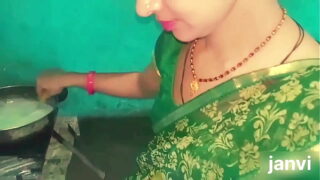 Desi Indian maid was working in the kitchen her owner