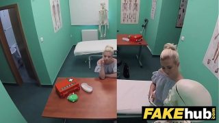 Horny doctor gets to fuck a freshly shaven petite teen pussy in the clinic